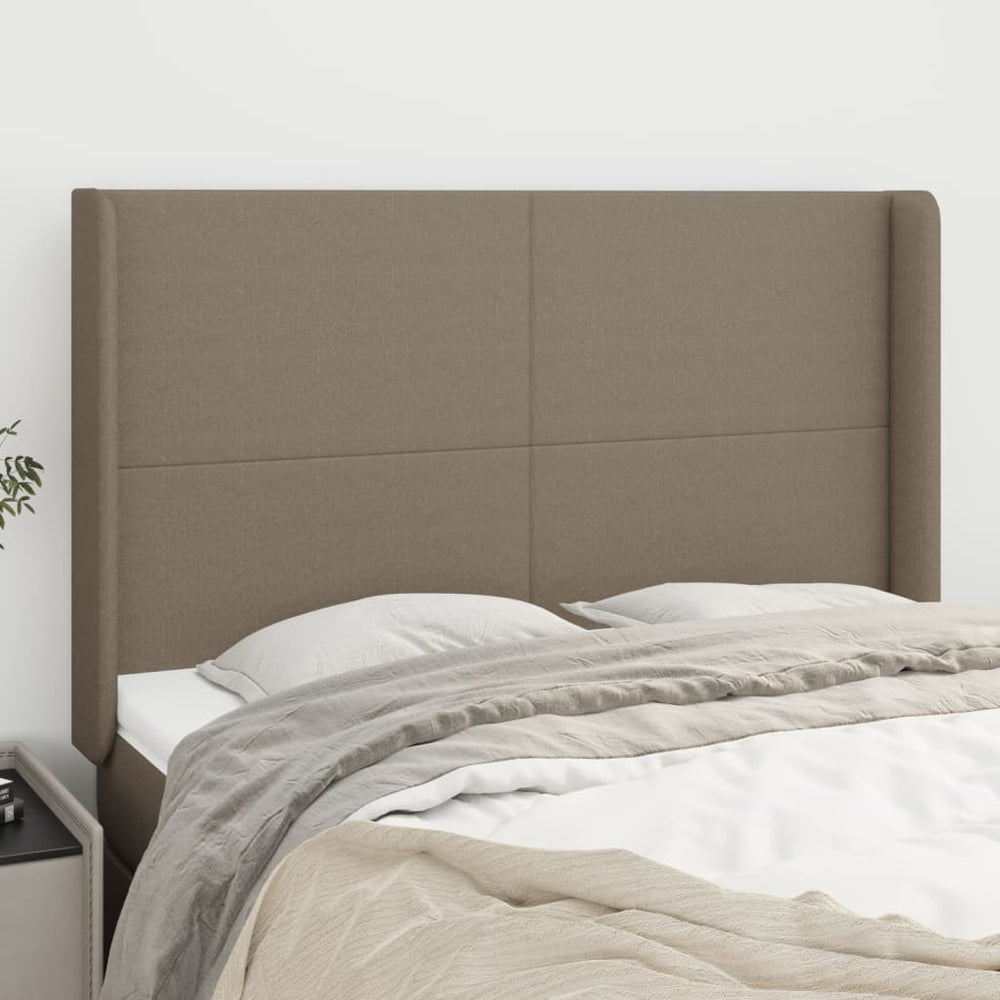 vidaXL Tête de lit à oreilles taupe 147x16x118/128 cm tissu