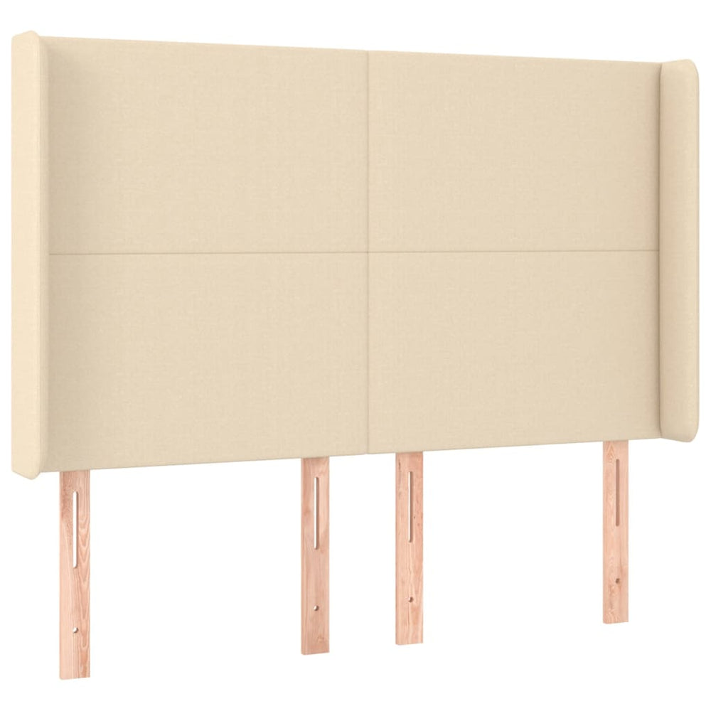 vidaXL Tête de lit à oreilles Crème 147x16x118/128 cm Tissu