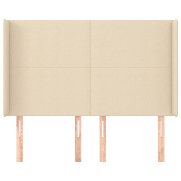 vidaXL Tête de lit à oreilles Crème 147x16x118/128 cm Tissu