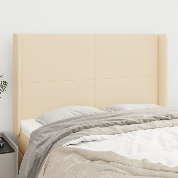 vidaXL Tête de lit à oreilles Crème 147x16x118/128 cm Tissu