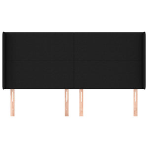 vidaXL Tête de lit à oreilles Noir 163x16x118/128 cm Tissu