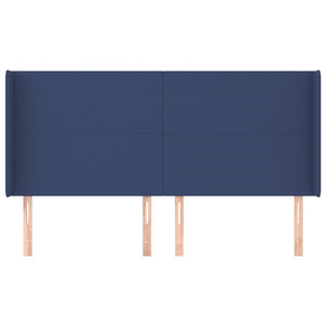 Kopfteil mit Ohren Blau 163x16x118/128 cm Stoff