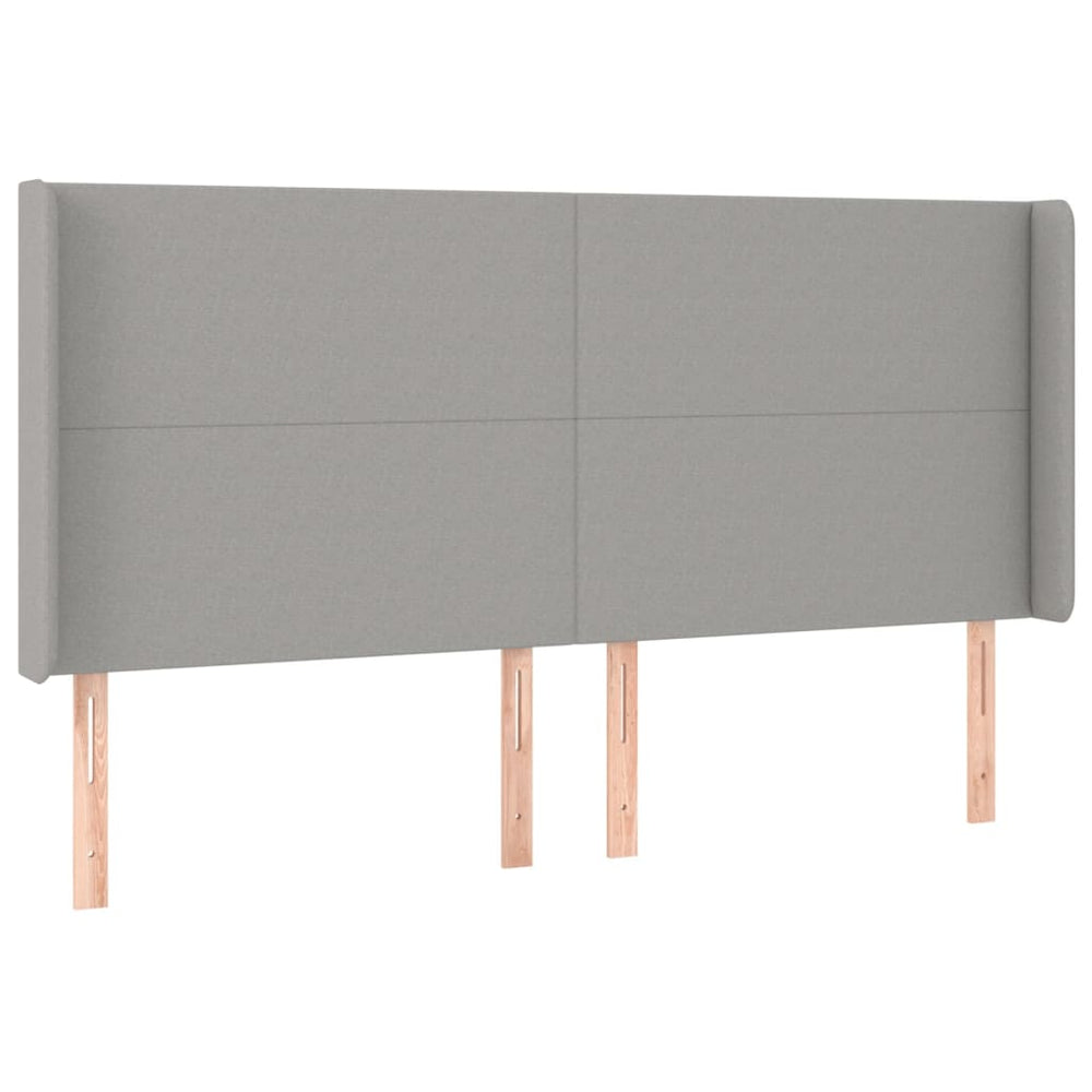 vidaXL Tête de lit à oreilles Gris clair 183x16x118/128 cm Tissu