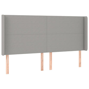 Kopfteil mit Ohren Hellgrau 183x16x118/128 cm Stoff