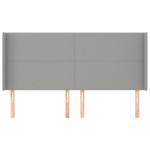 Kopfteil mit Ohren Hellgrau 183x16x118/128 cm Stoff
