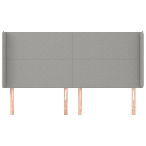 Kopfteil mit Ohren Hellgrau 183x16x118/128 cm Stoff