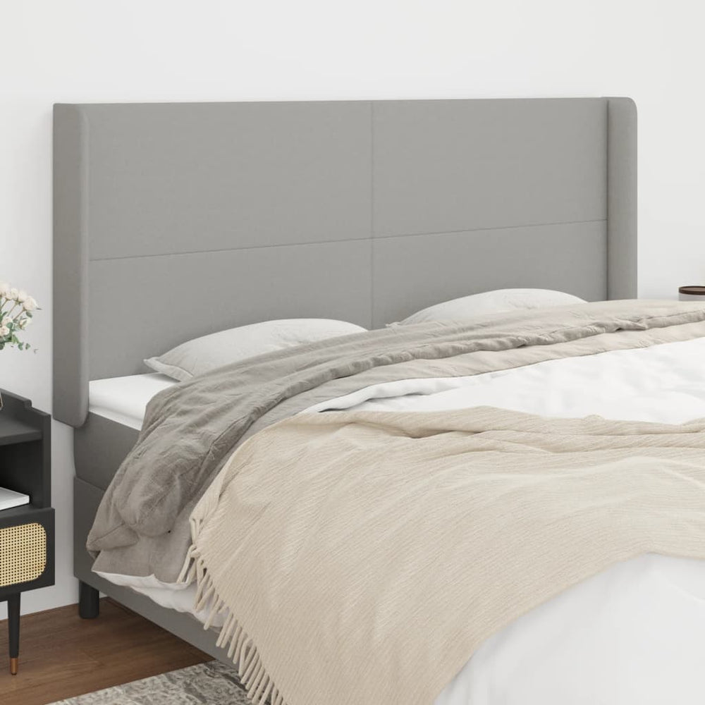 vidaXL Tête de lit à oreilles Gris clair 183x16x118/128 cm Tissu