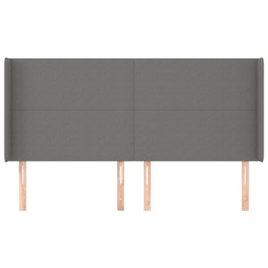 vidaXL Tête de lit avec oreilles Gris foncé 183x16x118/128 cm Tissu