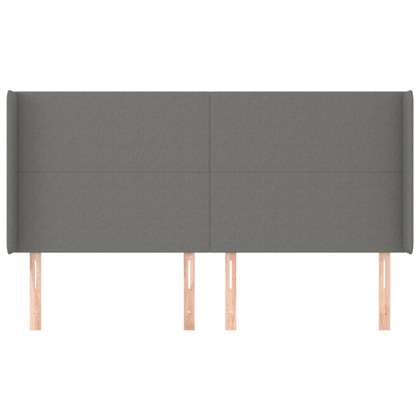 vidaXL Tête de lit avec oreilles Gris foncé 183x16x118/128 cm Tissu