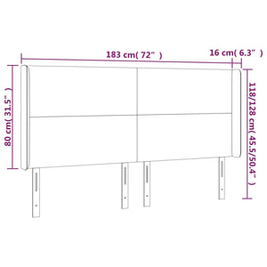 vidaXL Tête de lit avec oreilles Gris foncé 183x16x118/128 cm Tissu