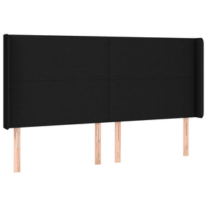 Kopfteil mit Ohren Schwarz 183x16x118/128 cm Stoff