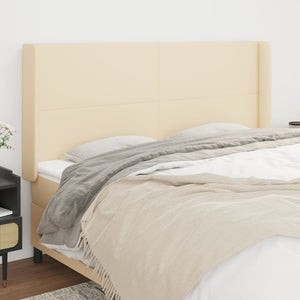 vidaXL Tête de lit à oreilles Crème 183x16x118/128 cm Tissu