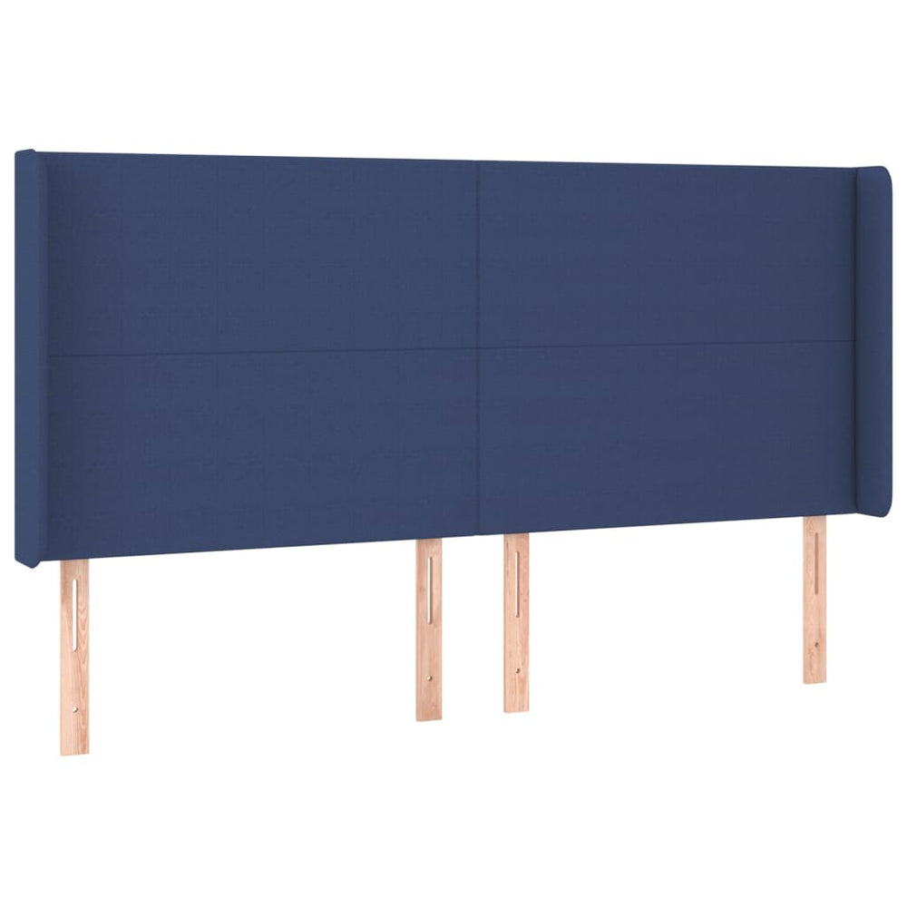 vidaXL Tête de lit à oreilles bleu 183x16x118/128 cm Tissu