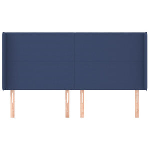vidaXL Tête de lit à oreilles bleu 183x16x118/128 cm Tissu