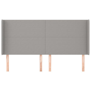Kopfteil mit Ohren Hellgrau 203x16x118/128 cm Stoff