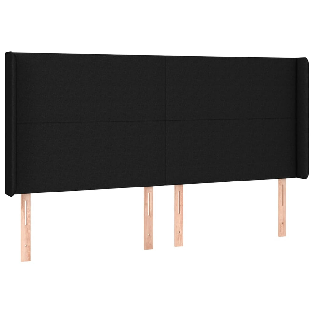 vidaXL Tête de lit à oreilles Noir 203x16x118/128 cm Tissu