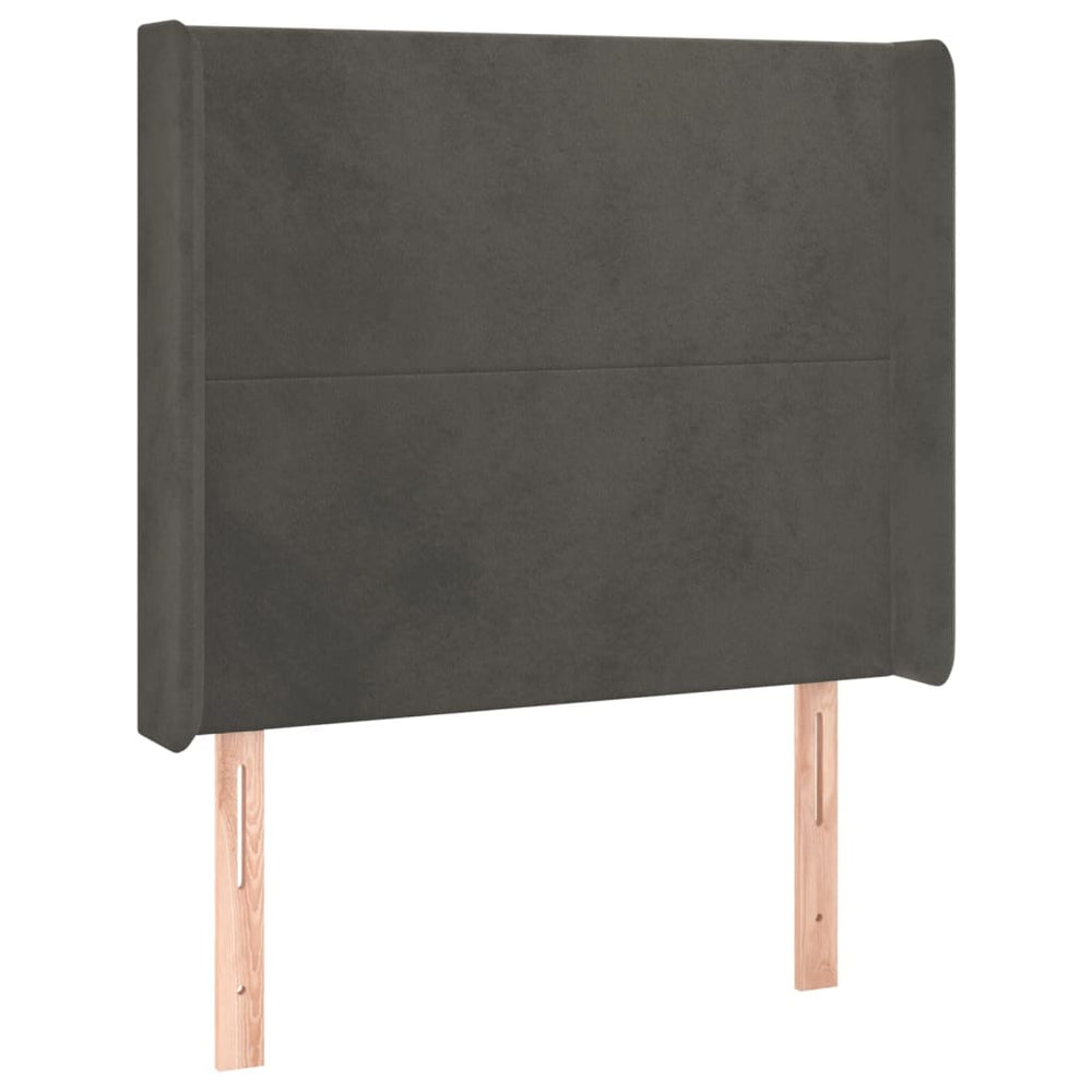 vidaXL Tête de lit à oreilles Gris foncé 83x16x118/128 cm Velours