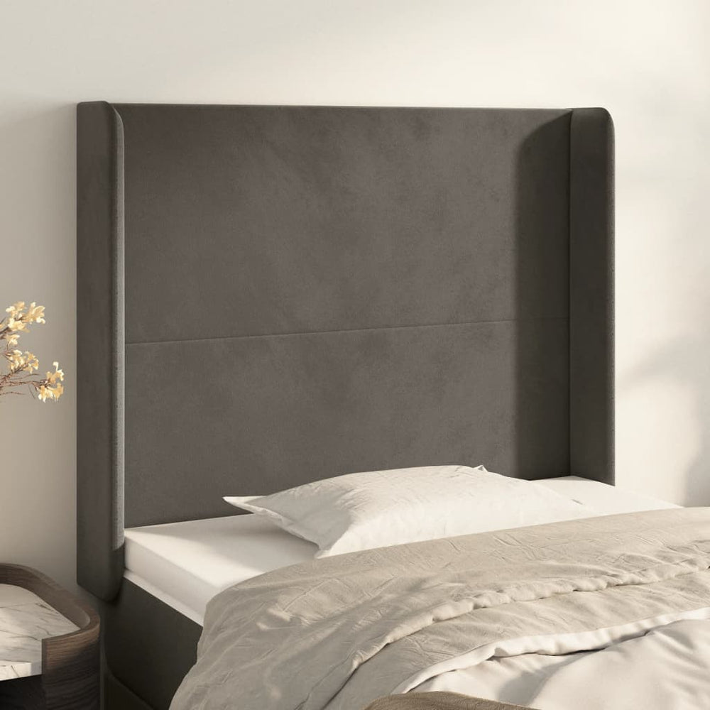 vidaXL Tête de lit à oreilles Gris foncé 83x16x118/128 cm Velours
