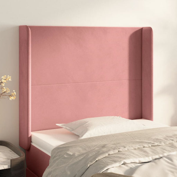vidaXL Tête de lit à oreilles rose 83x16x118/128 cm velours