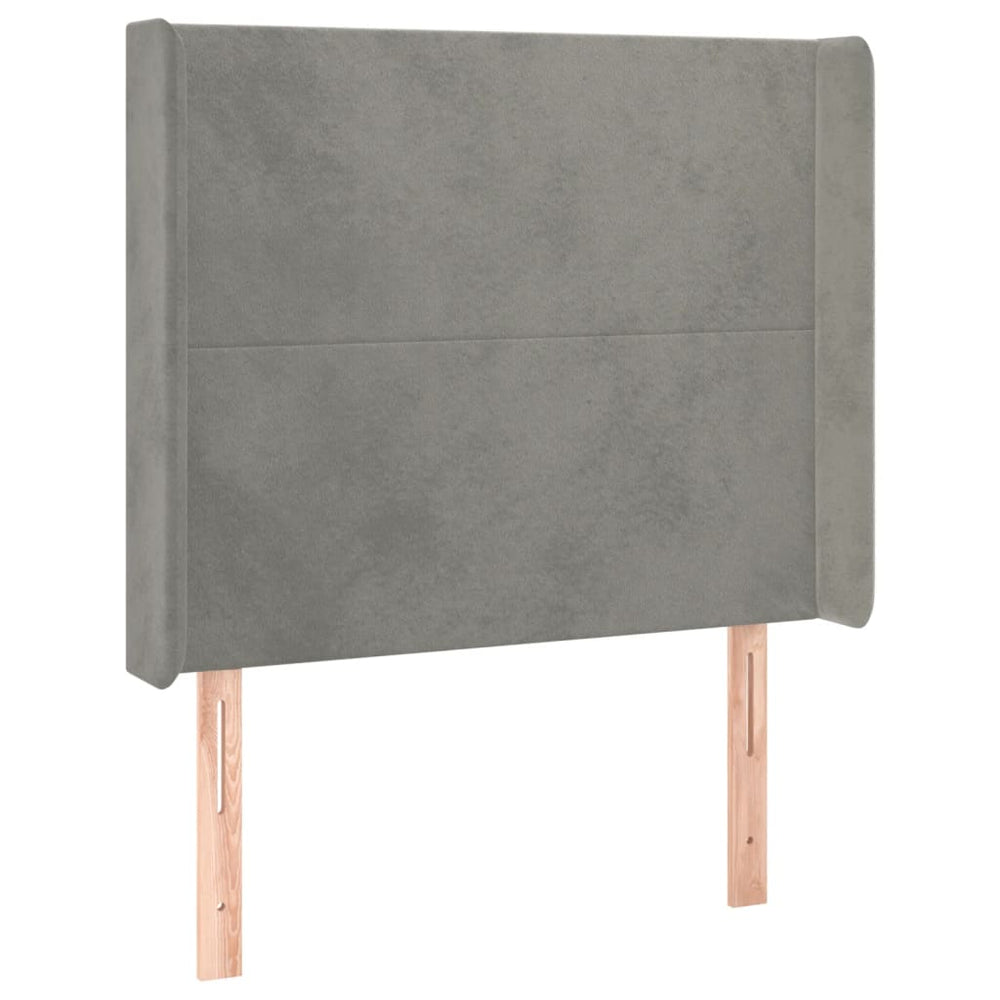 vidaXL Tête de lit à oreilles Gris clair 93x16x118/128 cm Velours
