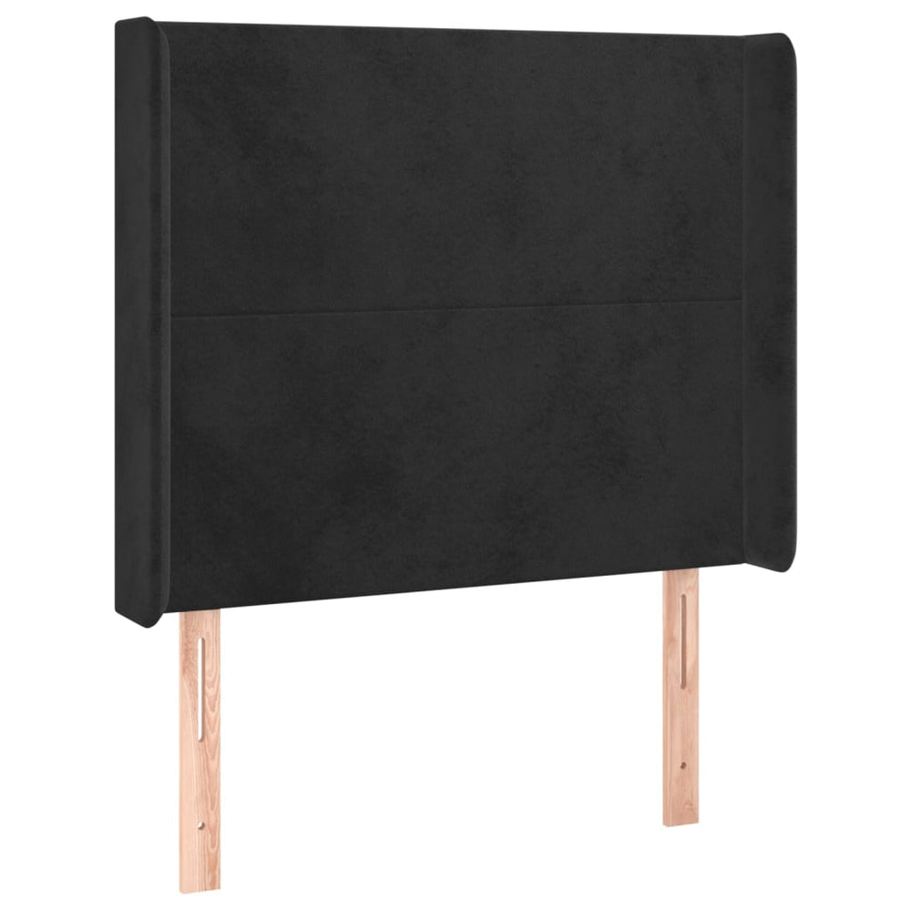 vidaXL Tête de lit à oreilles Noir 93x16x118/128 cm Velours
