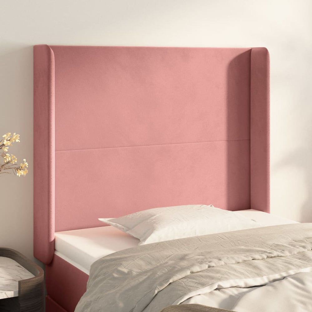 vidaXL Tête de lit à oreilles Rose 93x16x118/128 cm Velours