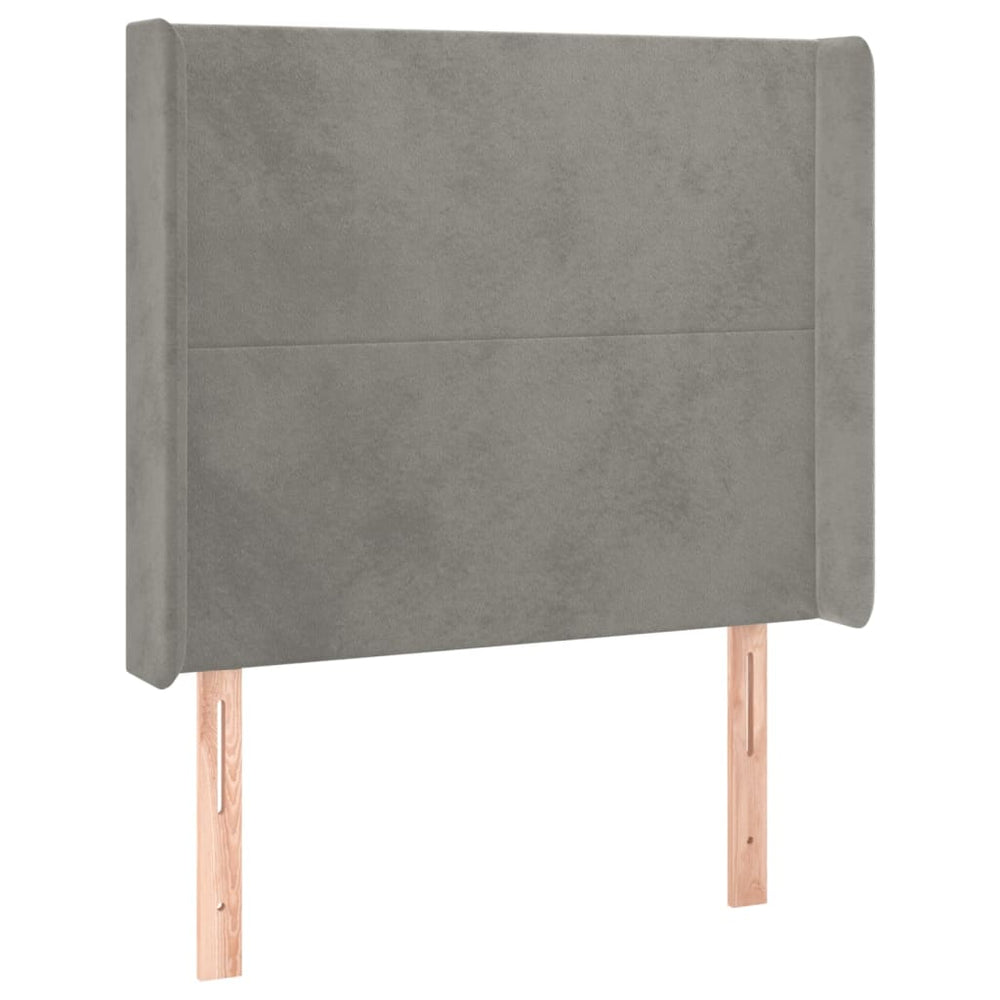 vidaXL Tête de lit à oreilles Gris clair 103x16x118/128 cm Velours