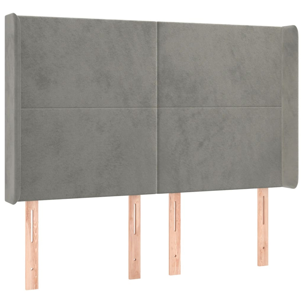 vidaXL Tête de lit avec oreilles Gris clair 147x16x118/128 cm Velours