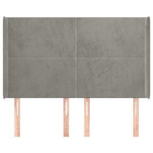 Kopfteil mit Ohren Hellgrau 147x16x118/128 cm Samt