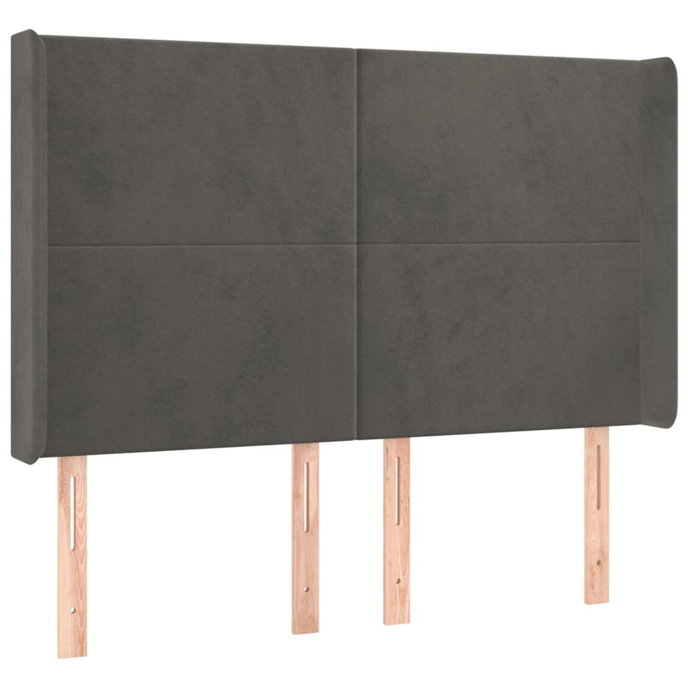 vidaXL Tête de lit à oreilles Gris foncé 147x16x118/128 cm Velours