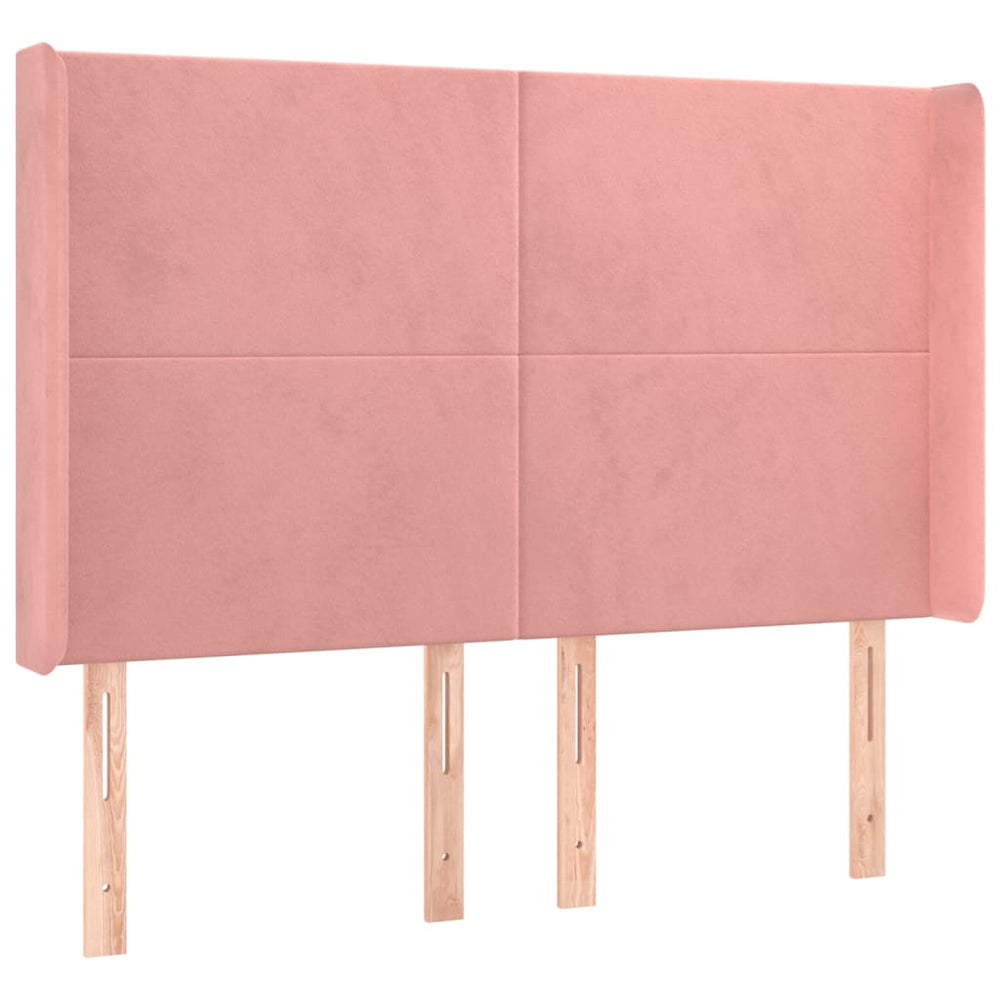 vidaXL Tête de lit à oreilles Rose 147x16x118/128 cm Velours