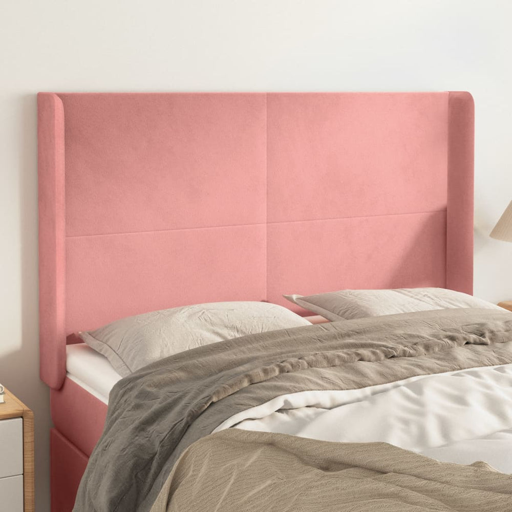 vidaXL Tête de lit à oreilles Rose 147x16x118/128 cm Velours