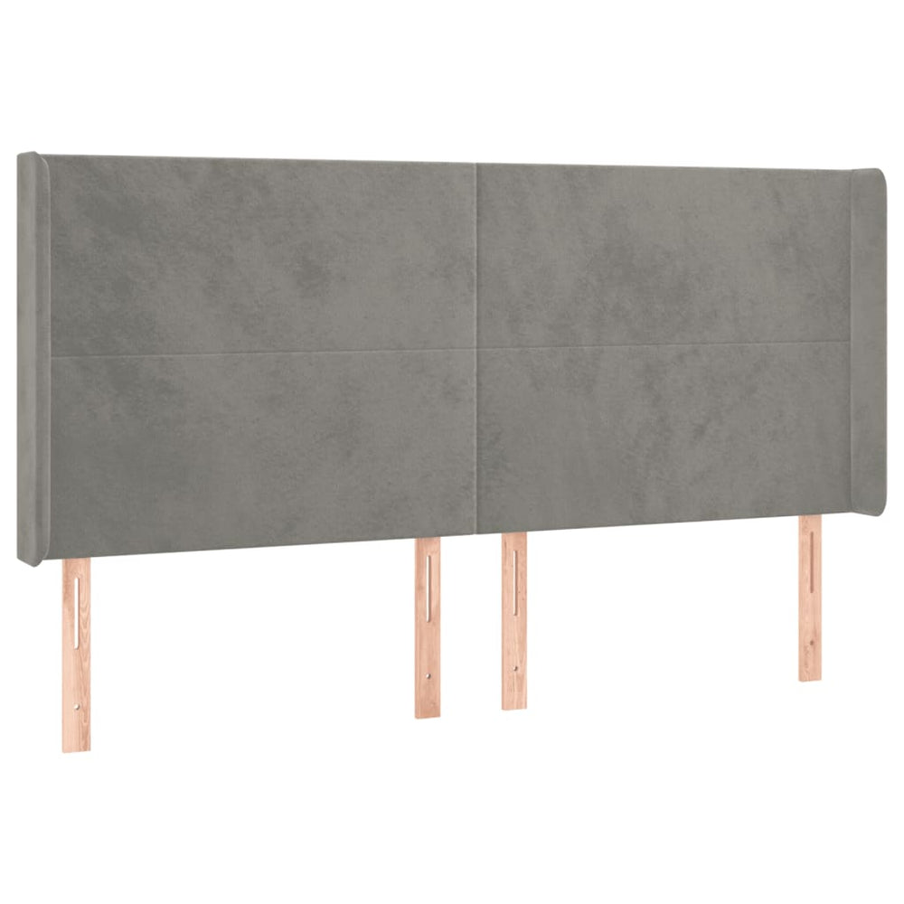 vidaXL Tête de lit à oreilles Gris clair 163x16x118/128 cm Velours