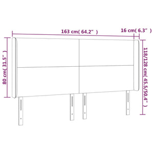 Kopfteil mit Ohren Hellgrau 163x16x118/128 cm Samt