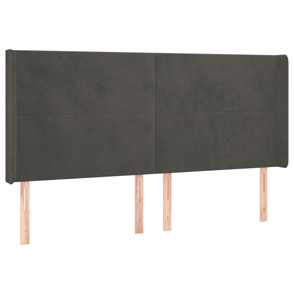 vidaXL Tête de lit à oreilles Gris foncé 163x16x118/128 cm Velours