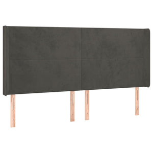 vidaXL Tête de lit à oreilles Gris foncé 163x16x118/128 cm Velours