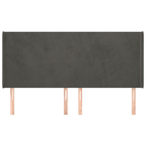 vidaXL Tête de lit à oreilles Gris foncé 163x16x118/128 cm Velours