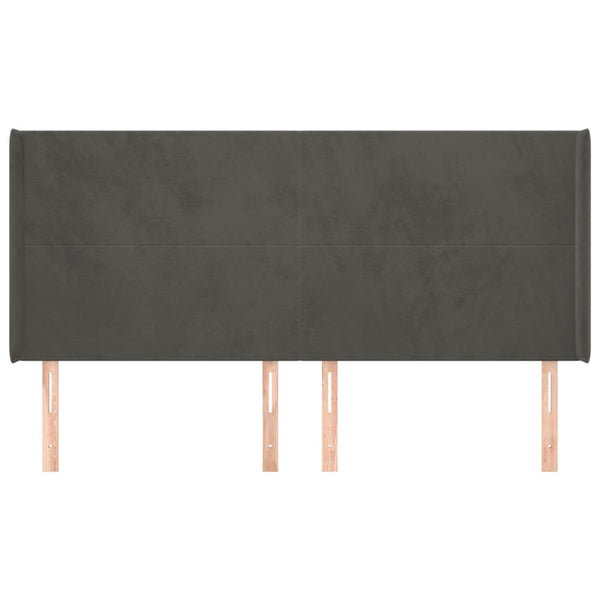 vidaXL Tête de lit à oreilles Gris foncé 163x16x118/128 cm Velours
