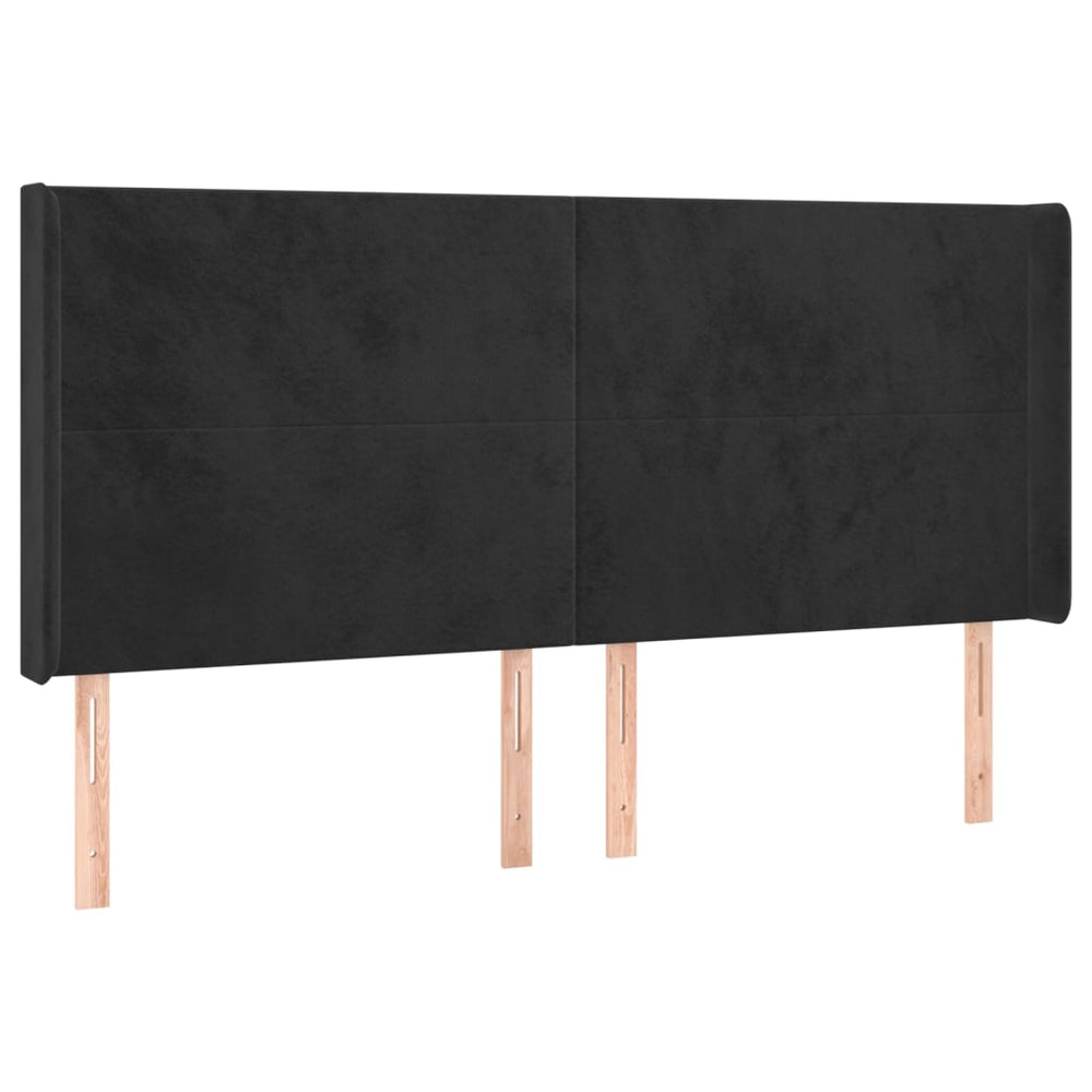 vidaXL Tête de lit à oreilles Noir 163x16x118/128 cm Velours