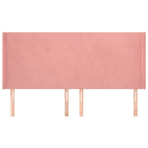 Kopfteil mit Ohren Rosa 163x16x118/128 cm Samt