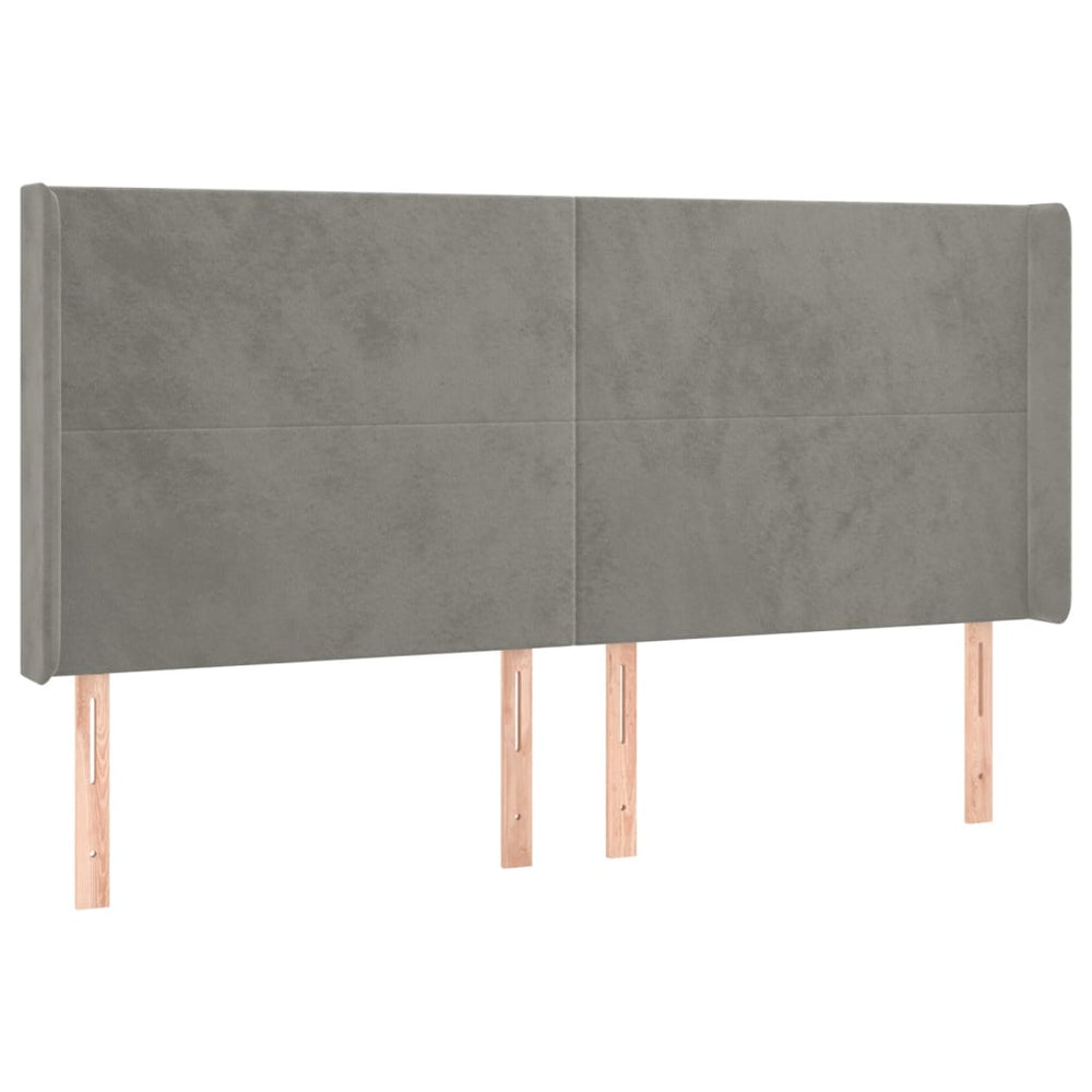 vidaXL Tête de lit à oreilles gris clair 183x16x118/128 cm velours
