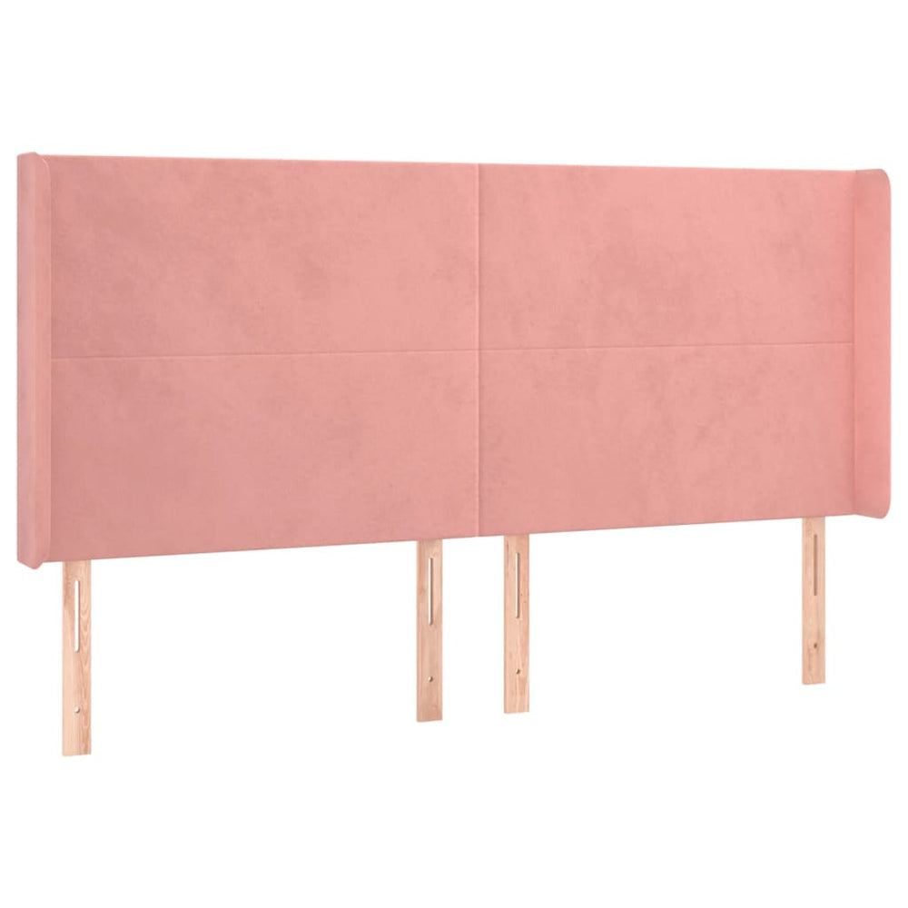 vidaXL Tête de lit à oreilles Rose 183x16x118/128 cm Velours