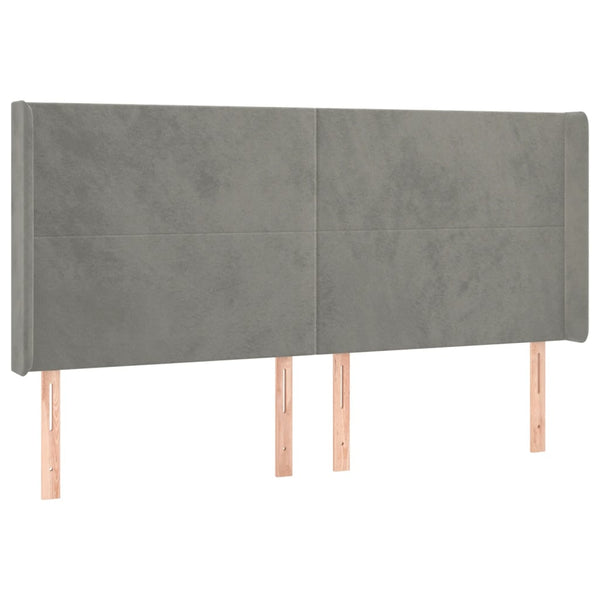 vidaXL Tête de lit à oreilles gris clair 203x16x118/128 cm velours