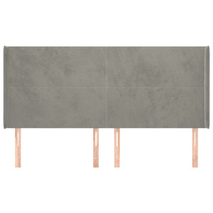 vidaXL Tête de lit à oreilles gris clair 203x16x118/128 cm velours