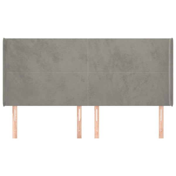 vidaXL Tête de lit à oreilles gris clair 203x16x118/128 cm velours