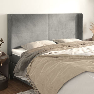 vidaXL Tête de lit à oreilles gris clair 203x16x118/128 cm velours