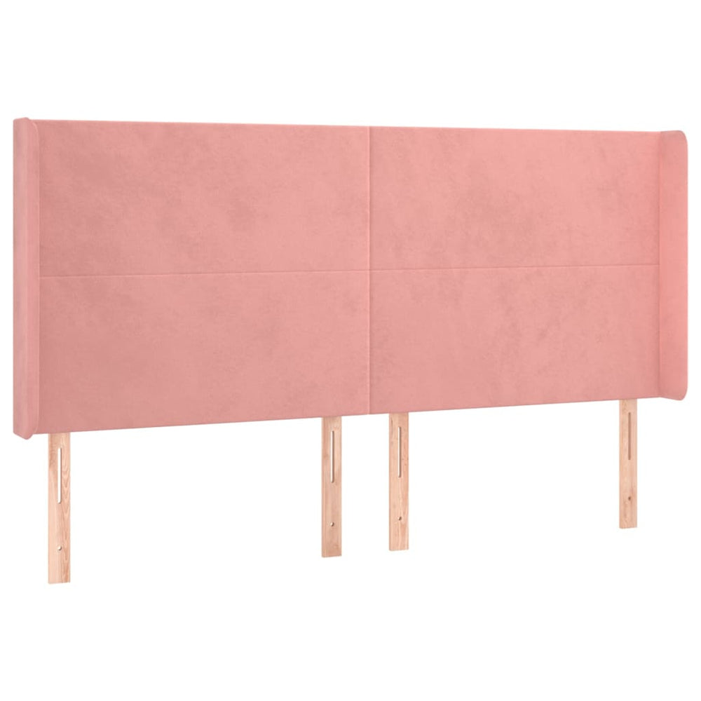 vidaXL Tête de lit avec oreilles rose 203x16x118/128 cm velours