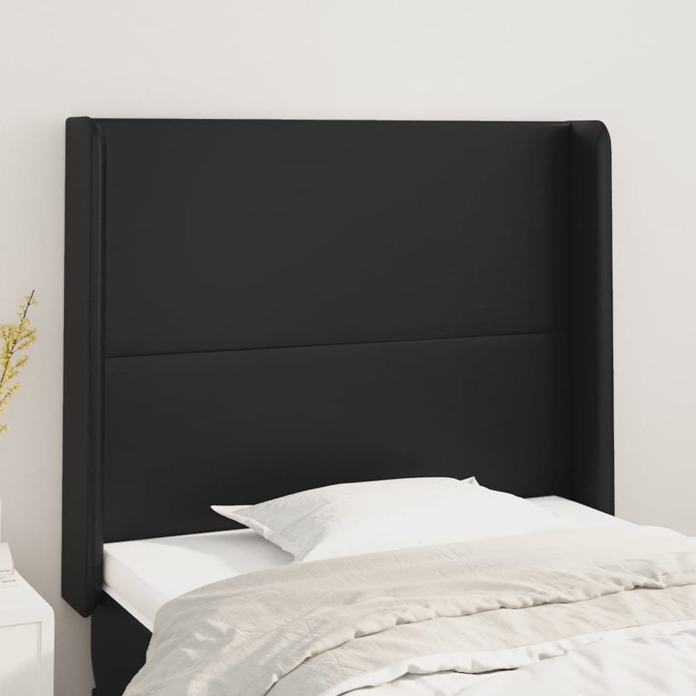 vidaXL Tête de lit avec oreilles Noir 83x16x118/128 cm Similicuir