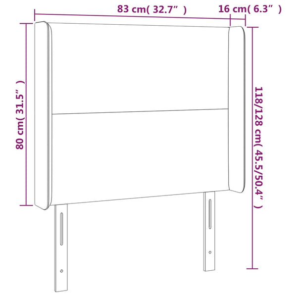 Kopfteil mit Ohren Creme 83x16x118/128 cm Kunstleder