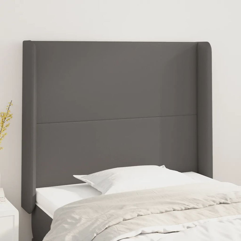 vidaXL Tête de lit à oreilles gris 93x16x118/128 cm en similicuir